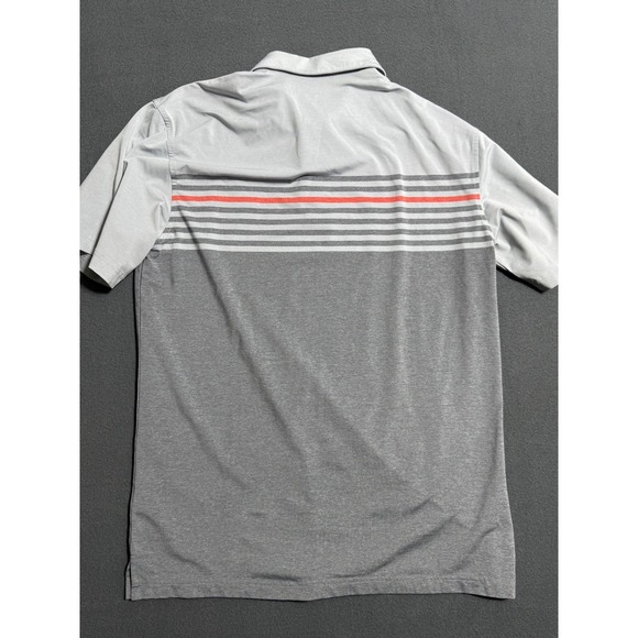 Masters Tech Golf Polo Shirt Men Medium Grey Striped Short Sleeve Masters Divot - Picture 7 of 9